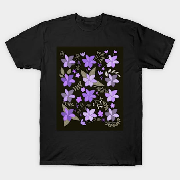 Folksy Wildflowers Periwinkle T-Shirt by WalkSimplyArt